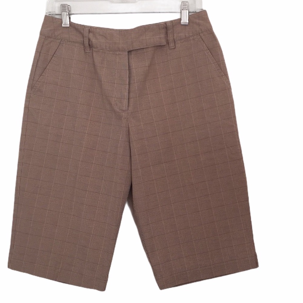 Talbots tan plaid walking Bermuda shorts